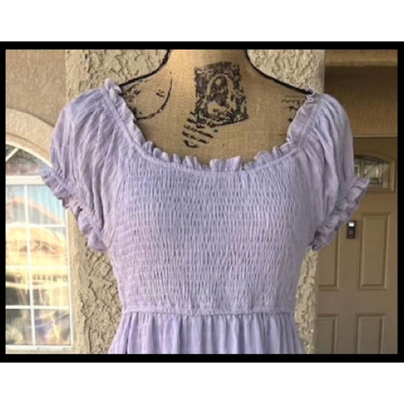 Pinkblush Lavender Smocked Ruffle Maternity Midi Dress Size M - Picture 4 of 9